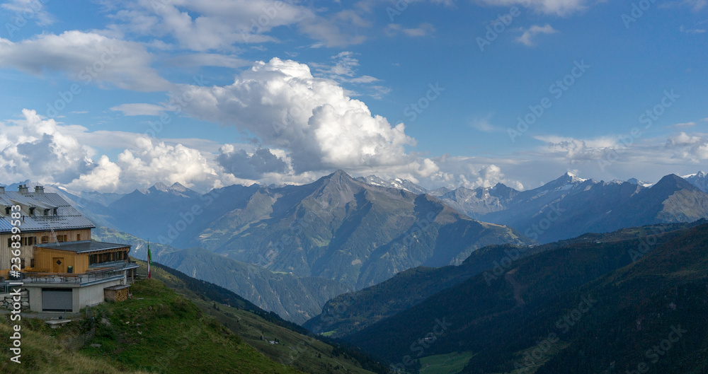 Mountain hut in Alps trek vacation