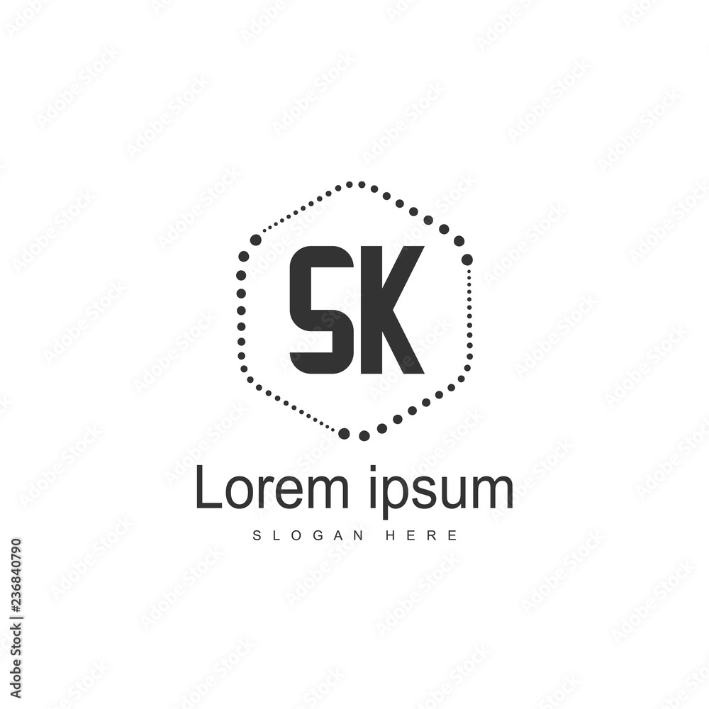 Initial letter SK Logo template design. minimal letter logo