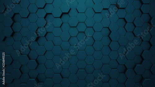 Abstract moving hexagonal background, seamless 3d illustration