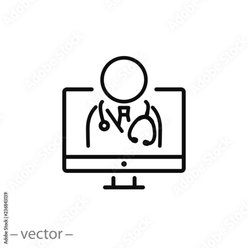 online doctor, icon vector