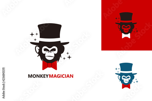 Monkey Magician Logo Template Design Vector, Emblem, Design Concept, Creative Symbol, Icon