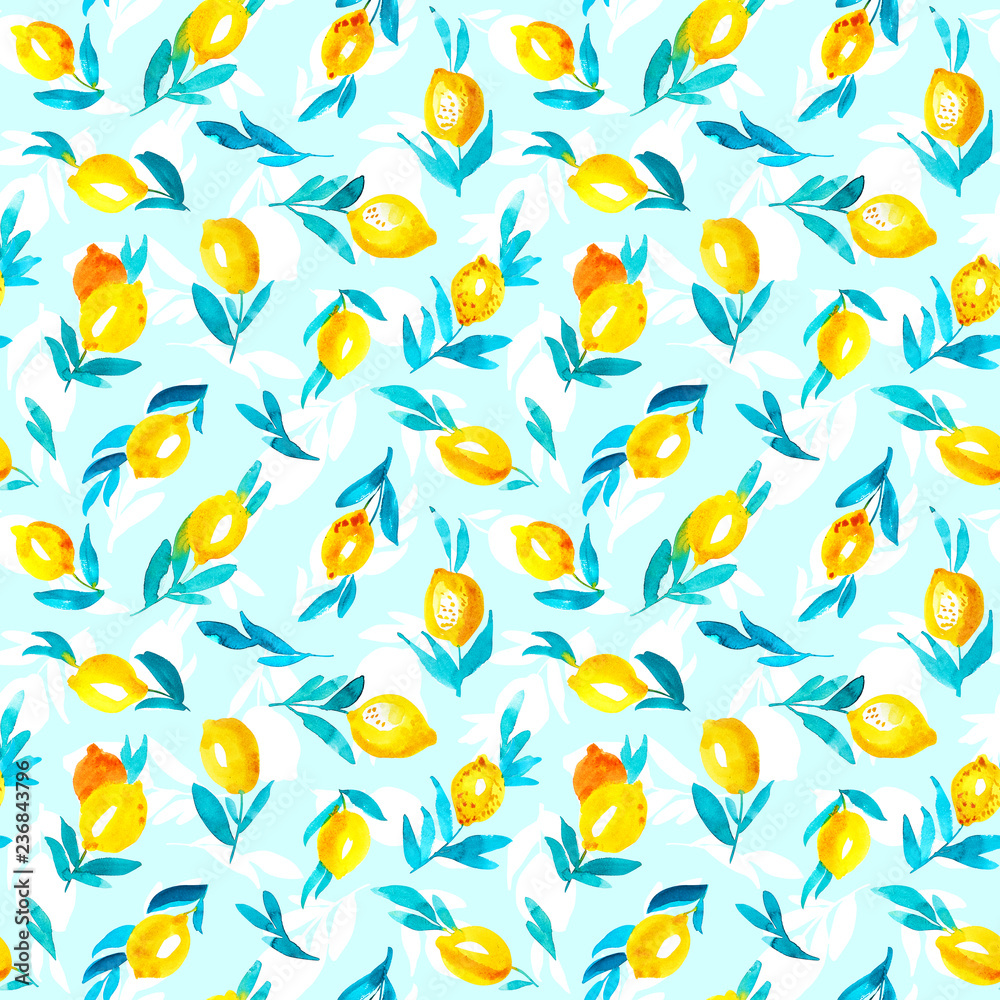 Seamless pattern with watercolor lemons Seamless pattern with watercolor lemons