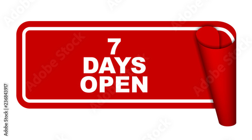 red vector banner seven days open