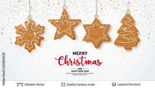 Gingerbread cookies and text on light banner.