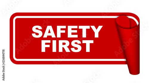 red vector banner safety first