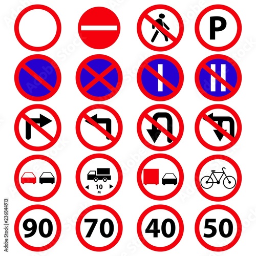 Set of the road prohibition signs icons Free Download Set of the road prohibition signs icons - GFXLoad