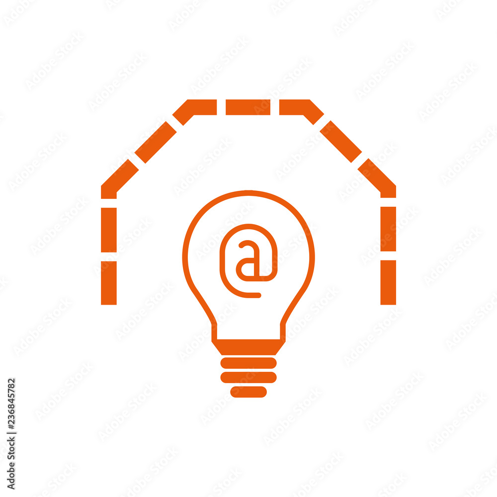 Glühbine Mauer @ - Icon, Symbol, Piktogramm, grafisches Element - orange - Hintergrund weiß - Vektor	