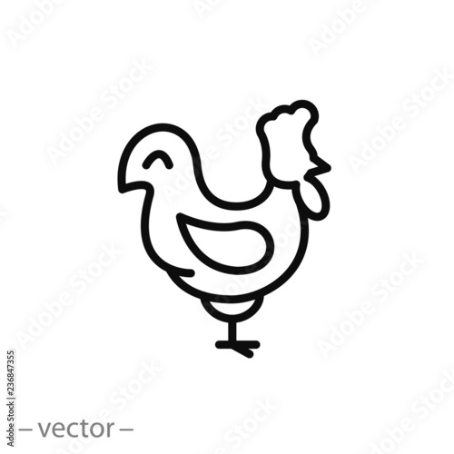 Rooster icon, line sign, vector illustration eps10