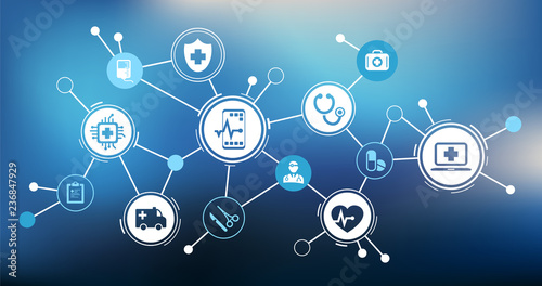 modern iot medical technology / e-health / telemedicine – vector illustration