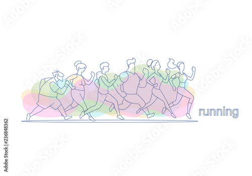 people of different ages running train preparing for a marathon.