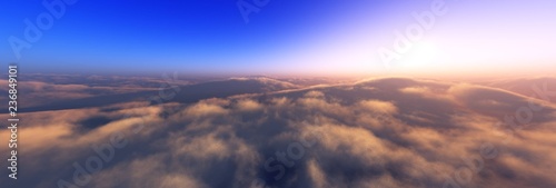 Over the clouds, A panorama of clouds, top view,
