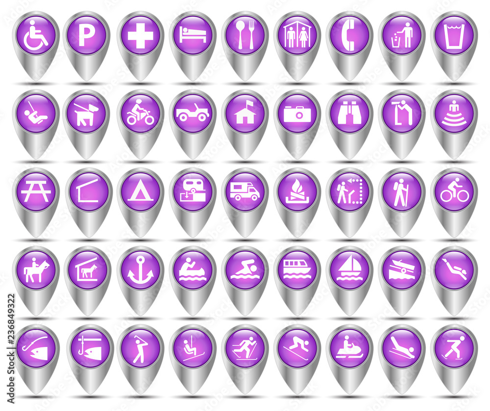 GPS markers park maps purple GPS markers park maps purple