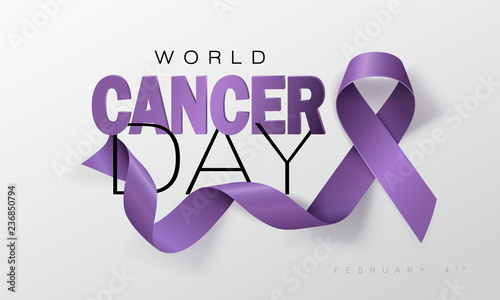 World Cancer Day concept. Lavender Ribbon. Vector illustration.