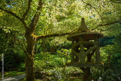 A Japanese style lantern in a beautiful garden © Tom Nevesely