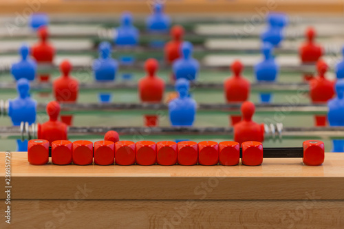 Detail of players on football table soccer