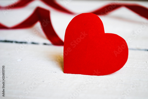 Valentine s Day  paper heart on wooden background