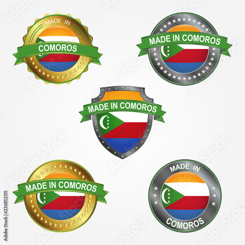 Design label of made in Comoros. Vector illustration