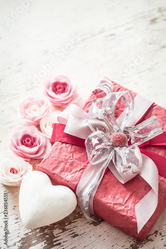 Valentine's Day and mothers day concept, red gift box