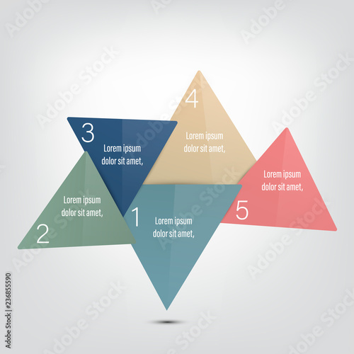 5 Steps infographic with triangle design for business or web 