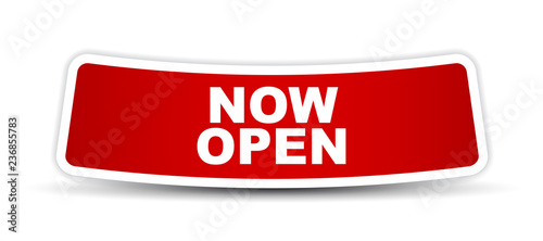 red vector banner now open