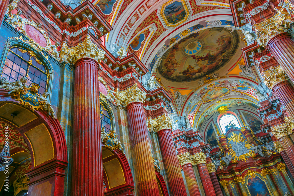 Interior of Fara, St. Mary's Basilica in Poznan, Poland