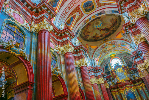 Interior of Fara  St. Mary s Basilica in Poznan  Poland
