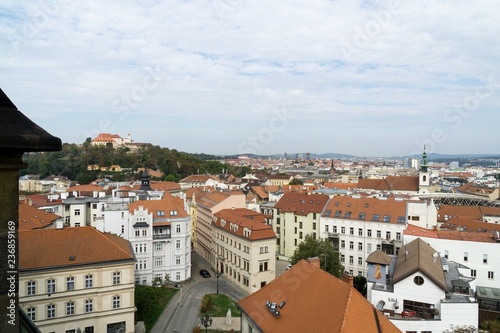 Brno, Czech Republic - Sep 12 2018: View to the red roofs of Brno city. Czech Republic