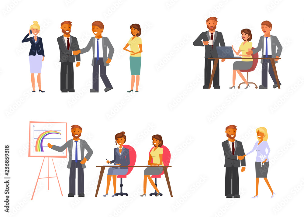 Set of business meetings concept. 