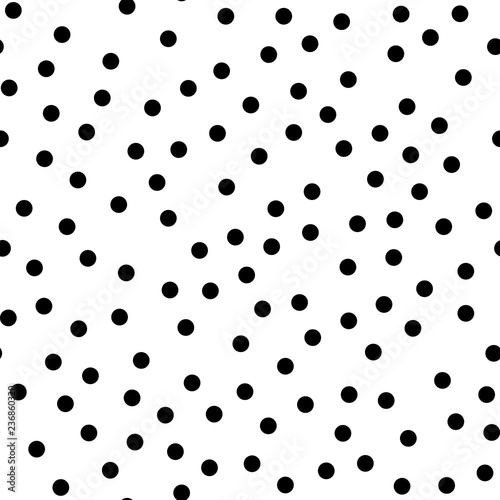 Random dotted seamless pattern. Simple geometric background in black and white. Vector illustration.