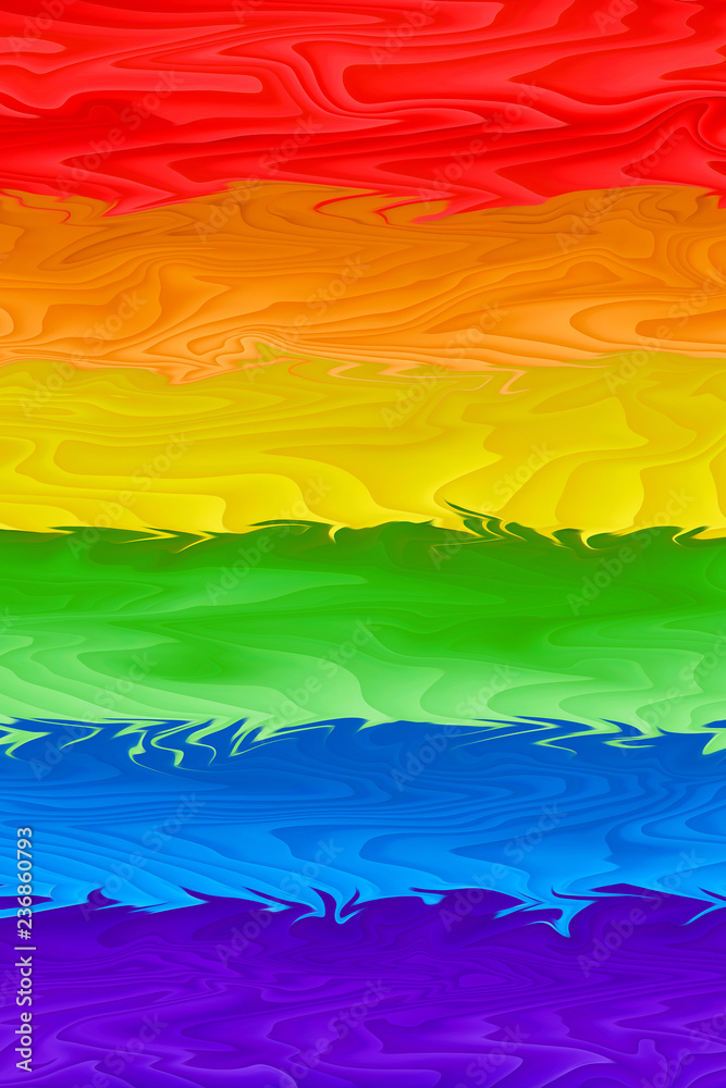Motion blurred picture of a gay rainbow flag during pride parade