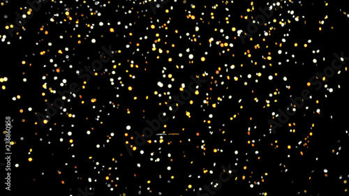 Glittering confetti overlay on black background 3d rendering, illustration