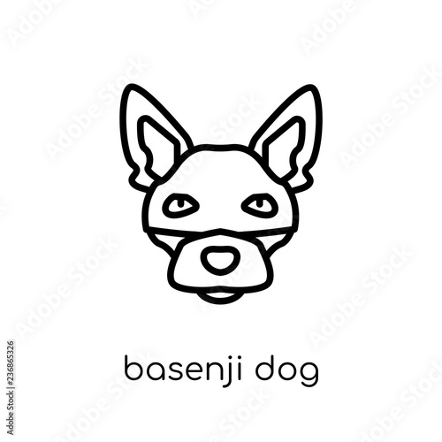 Basenji dog icon. Trendy modern flat linear vector Basenji dog icon on white background from thin line dogs collection © t-vector-icons