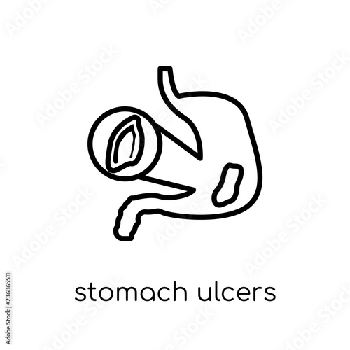 Stomach ulcers icon. Trendy modern flat linear vector Stomach ulcers icon on white background from thin line Diseases collection