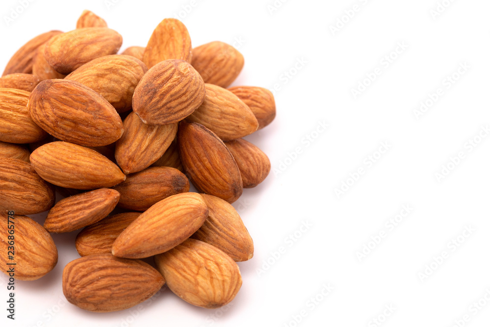 Whole California Almonds on a White Background Whole California Almonds on a White Background