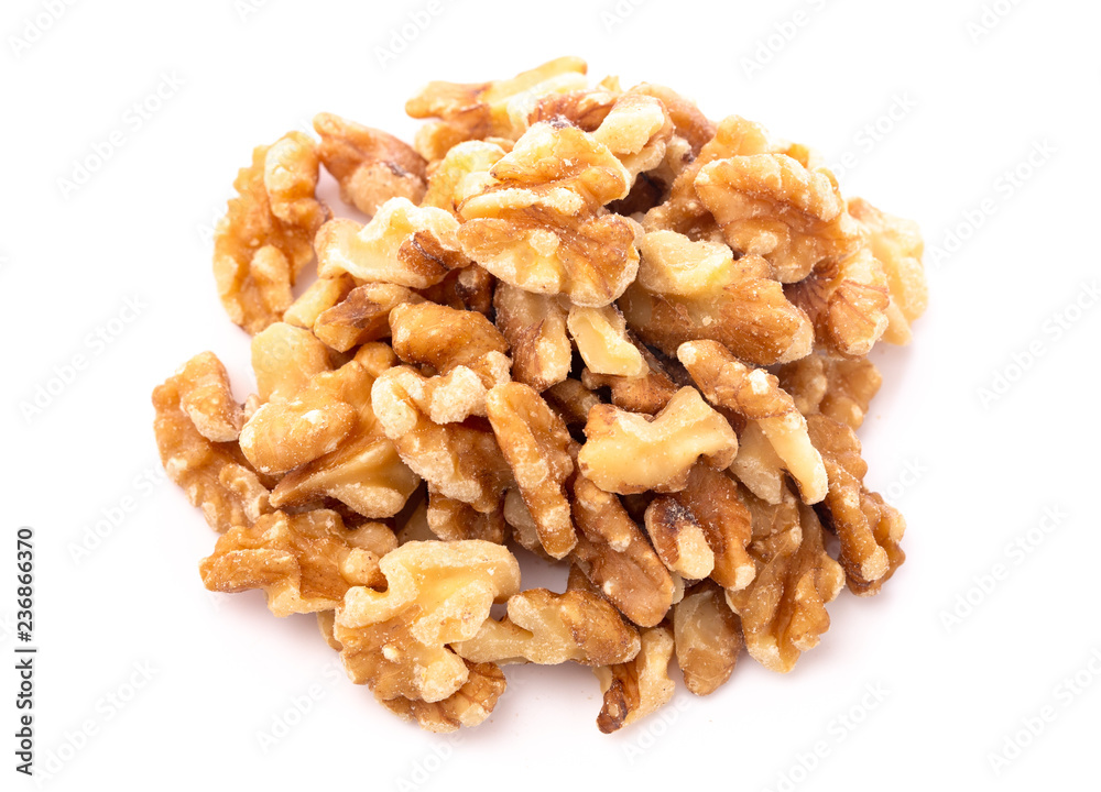 Pile of Healthy Walnuts on a White Background Pile of Healthy Walnuts on a White Background