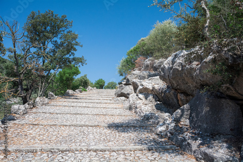 Mallorca, Spain - July 19, 2013: Santuari de Lluc. View of the famous monastery on the island of Mallorca