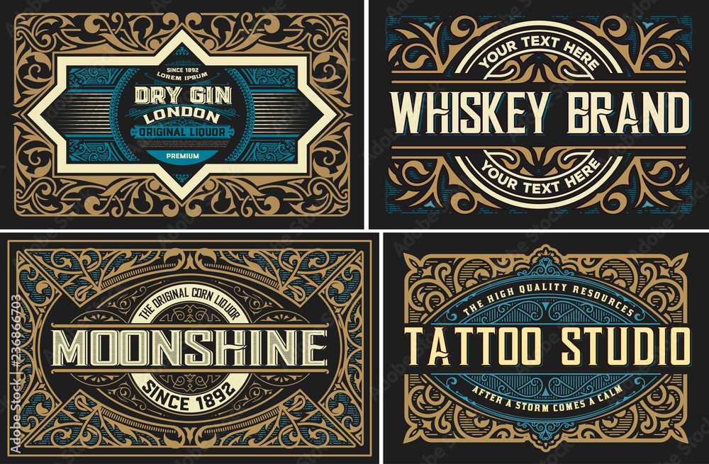 Set of vintage Logos organized by layers
