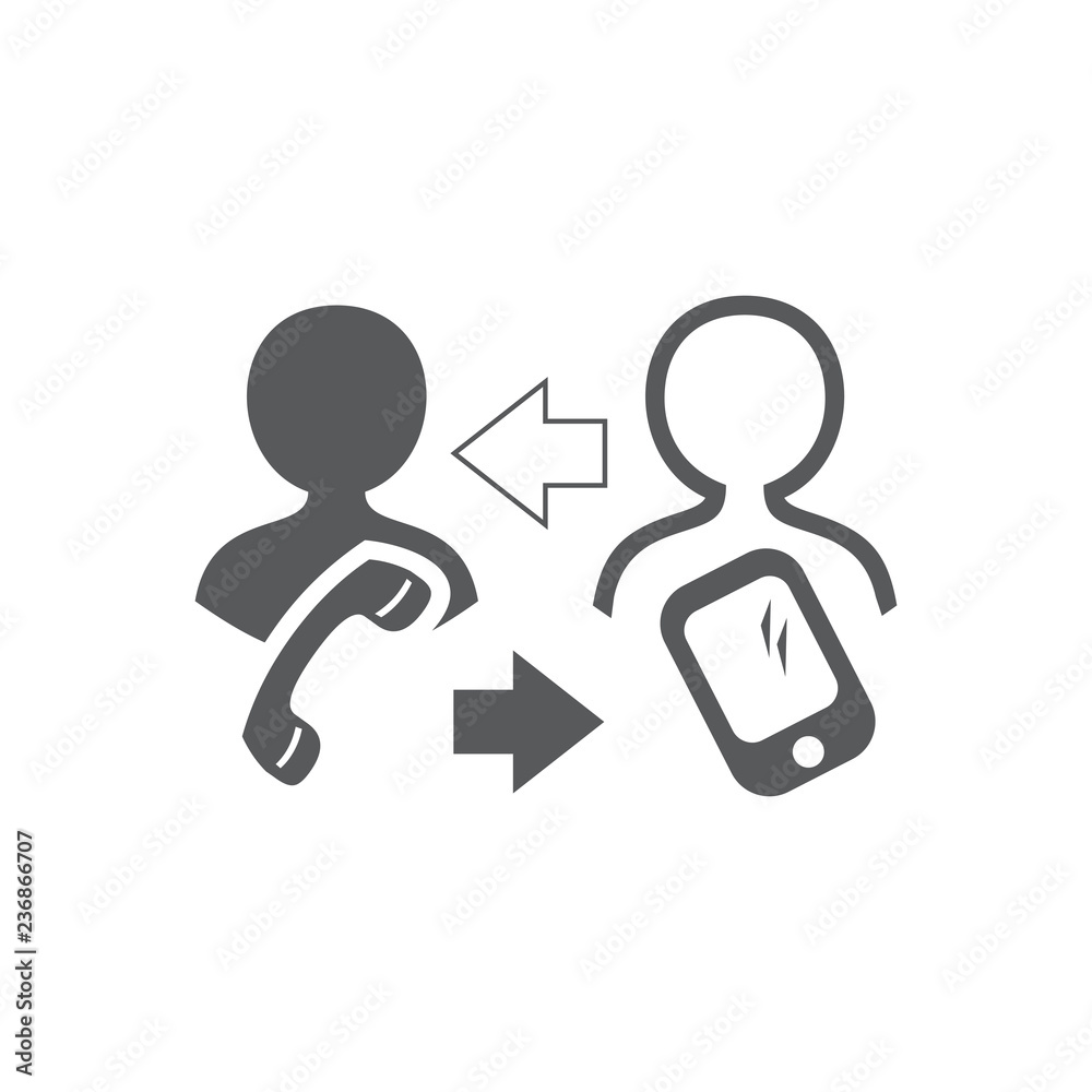 Vector illustration contact information. Communication of people by phone. Tube of a stationary telfon and mobile. Monochrome vector. Vector illustration contact information. Communication of people by phone. Tube of a stationary telfon and mobile. Monochrome vector.