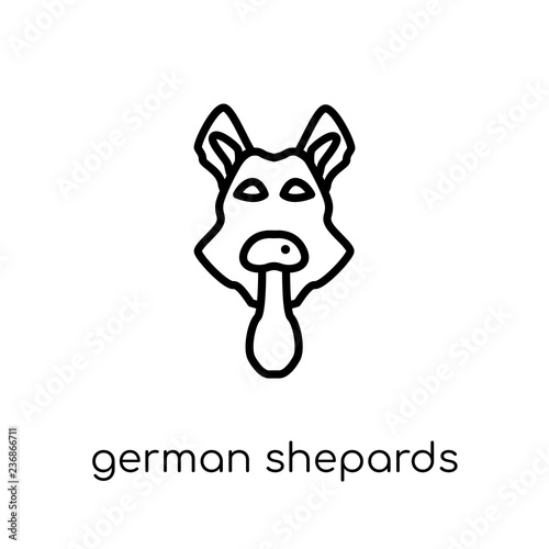 German Shepards dog icon. Trendy modern flat linear vector German Shepards dog icon on white background from thin line dogs collection