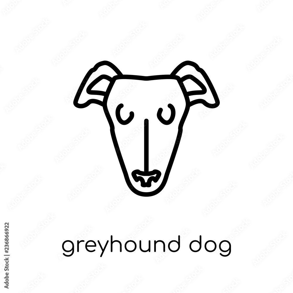 Greyhound dog icon. Trendy modern flat linear vector Greyhound dog icon on white background from thin line dogs collection Greyhound dog icon. Trendy modern flat linear vector Greyhound dog icon on white background from thin line dogs collection