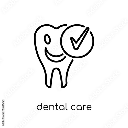 Dental care icon. Trendy modern flat linear vector Dental care icon on white background from thin line Dentist collection