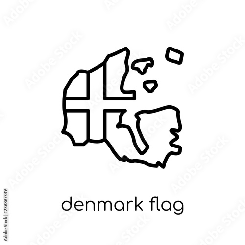 Denmark flag icon. Trendy modern flat linear vector Denmark flag icon on white background from thin line Country Flags collection
