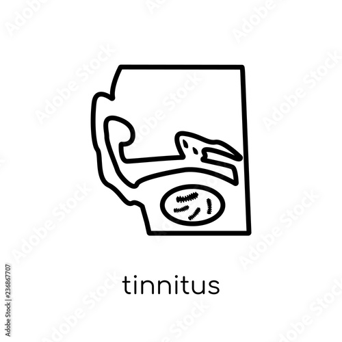 Tinnitus icon. Trendy modern flat linear vector Tinnitus icon on white background from thin line Diseases collection