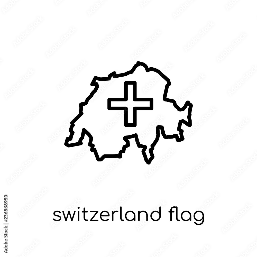 Switzerland flag icon. Trendy modern flat linear vector Switzerland flag icon on white background from thin line Country Flags collection