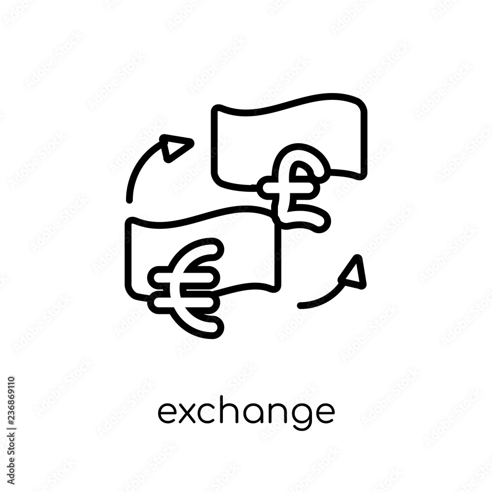 Obraz premium Exchange icon. Trendy modern flat linear vector Exchange icon on white background from thin line Cryptocurrency economy and finance collection
