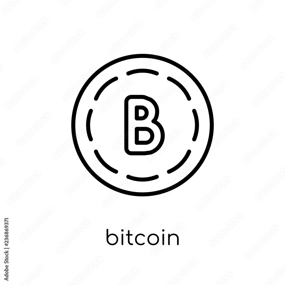 Bitcoin icon. Trendy modern flat linear vector Bitcoin icon on white background from thin line Cryptocurrency economy and finance collection Bitcoin icon. Trendy modern flat linear vector Bitcoin icon on white background from thin line Cryptocurrency economy and finance collection