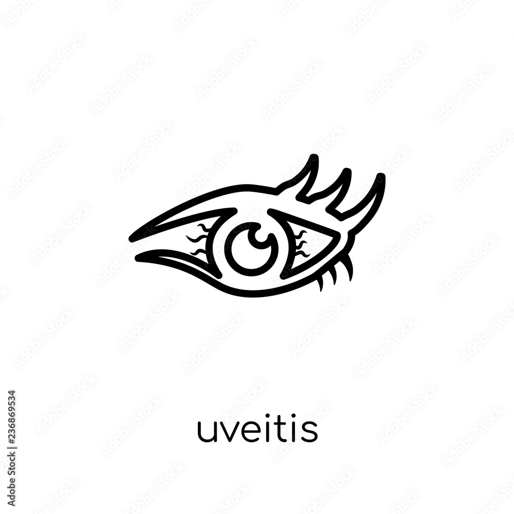 Uveitis icon. Trendy modern flat linear vector Uveitis icon on white background from thin line Diseases collection Uveitis icon. Trendy modern flat linear vector Uveitis icon on white background from thin line Diseases collection