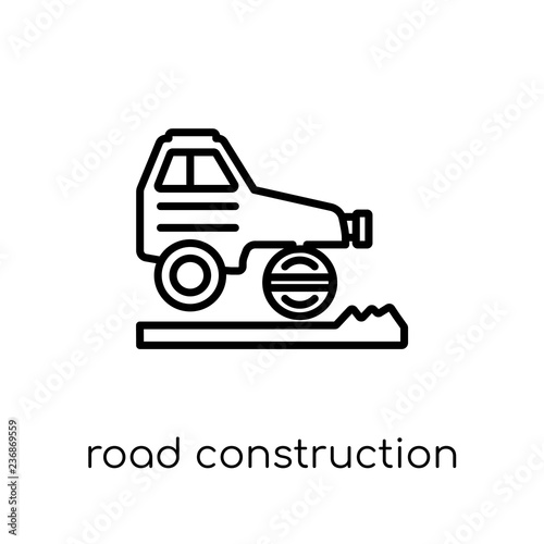 road construction icon. Trendy modern flat linear vector road construction icon on white background from thin line Construction collection