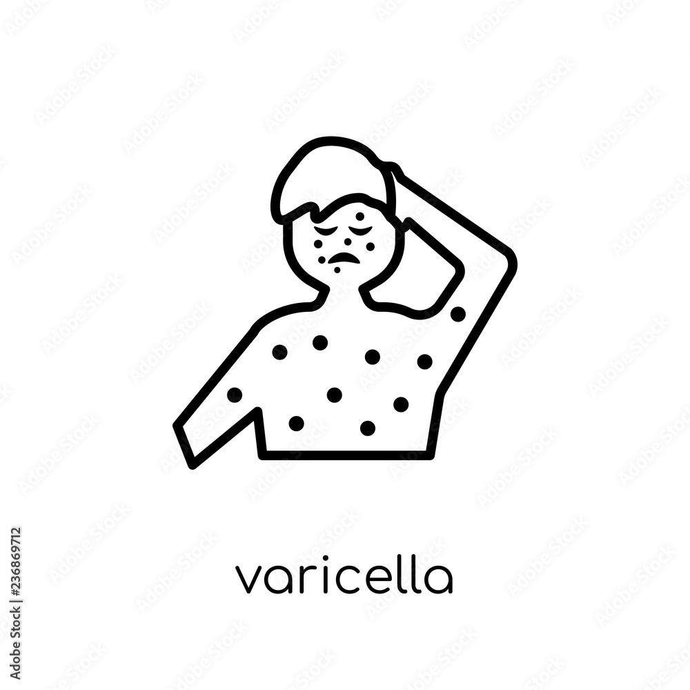 Varicella icon. Trendy modern flat linear vector Varicella icon on white background from thin line Diseases collection