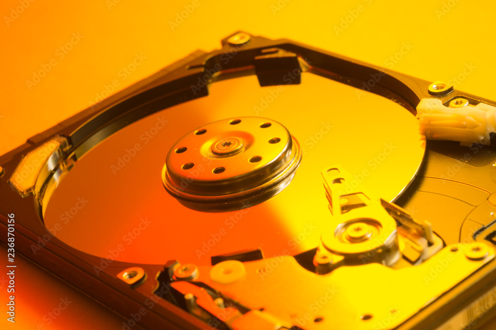 Colorful hdd. open hard disk drive. the concept of data storage. data array. hard drive from the computer Colorful hdd. open hard disk drive. the concept of data storage. data array. hard drive from the computer